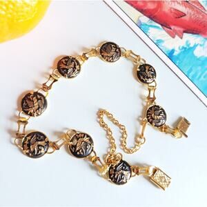 Damascene Golden Birds Link Bracelet